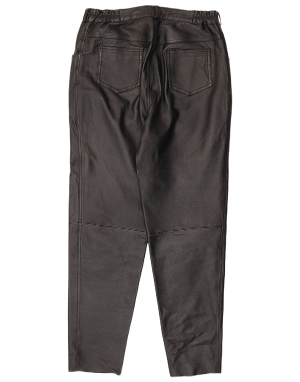 Calça feminina de couro cônico Woodpecker UK 16 grande W34 L31 preta