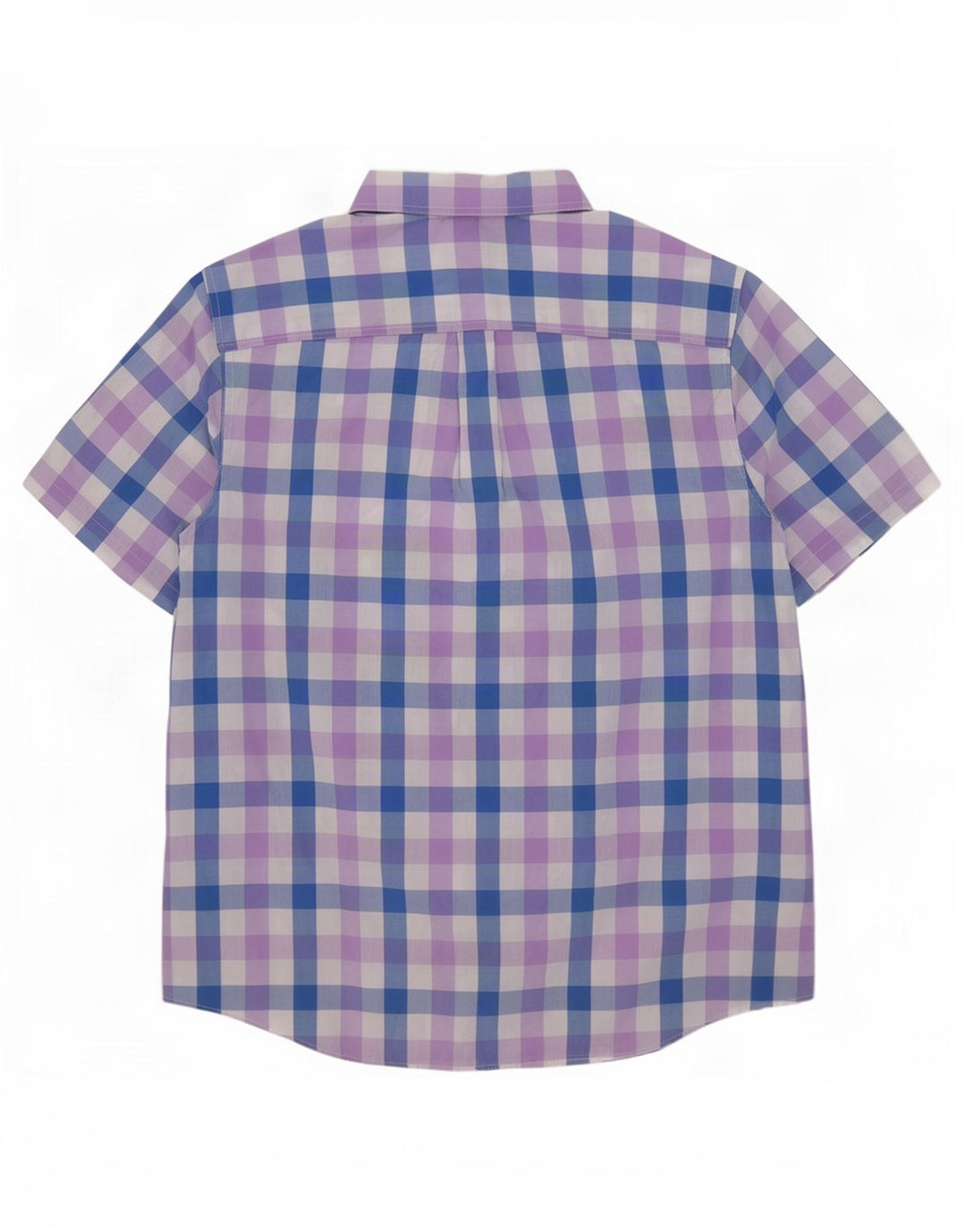 Camisa masculina de manga curta Chaps Easy Care 2XL algodão guingão azul