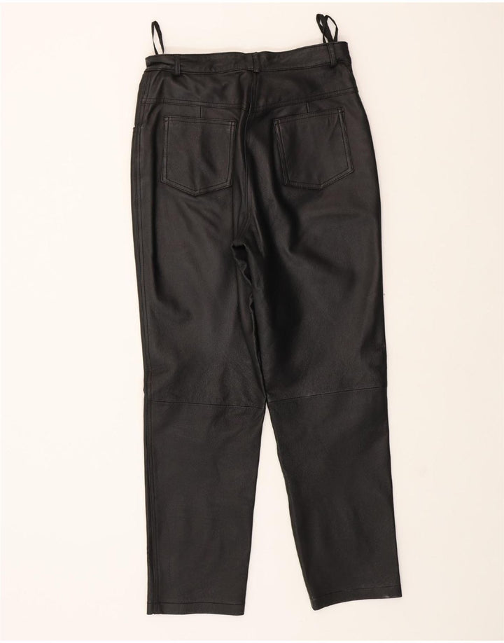 VINTAGE Womens Tapered Leather Trousers W30 L29 Black Leather Vintage Vintage and Second-Hand Vintage from Messina Hembry 