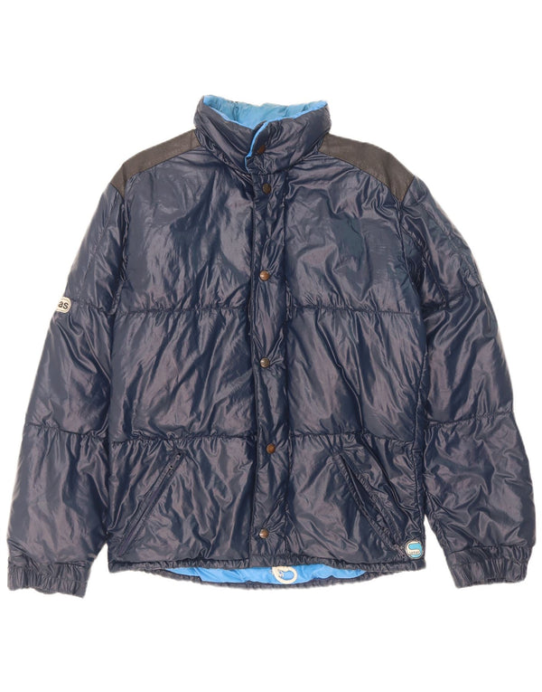 Jaqueta masculina acolchoada com capuz Samas UK 40 grande azul marinho Colourblock poliamida