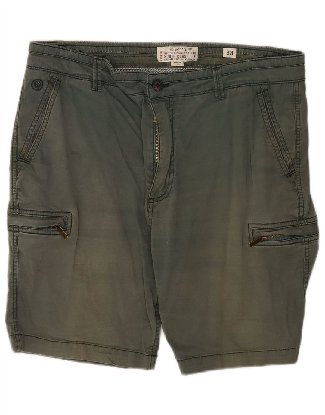 Shorts cargo regulares masculinos Fat Face W38 XL algodão verde