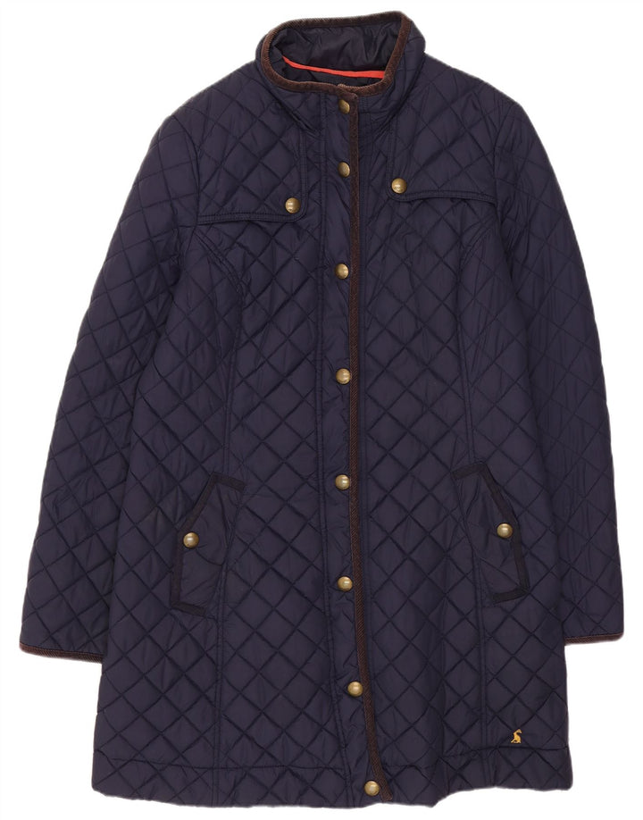 Sobretudo acolchoado feminino Joules UK 12 algodão azul marinho médio