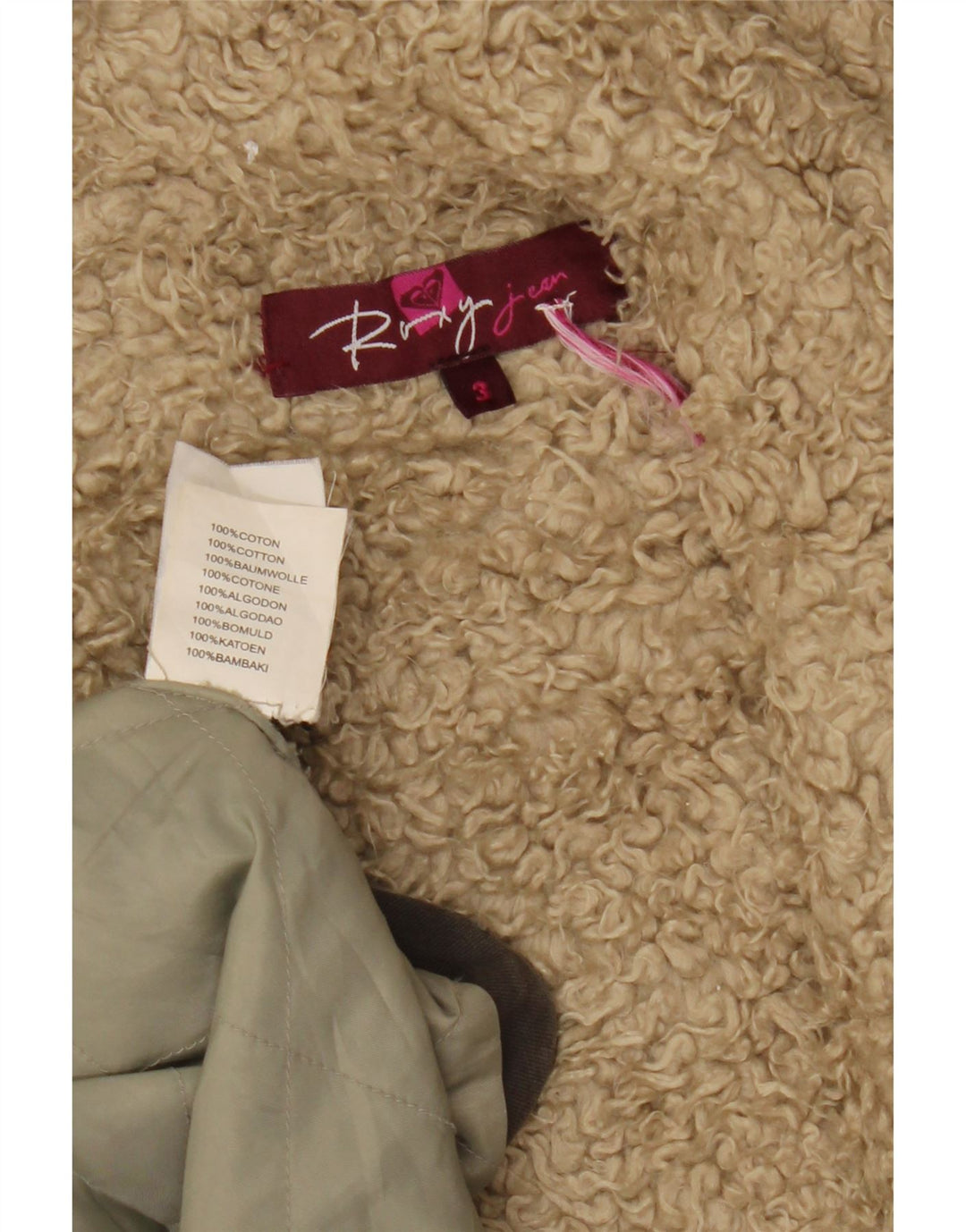 Jaqueta feminina ROXY Sherpa Parka com capuz Reino Unido 14 algodão cinza médio
