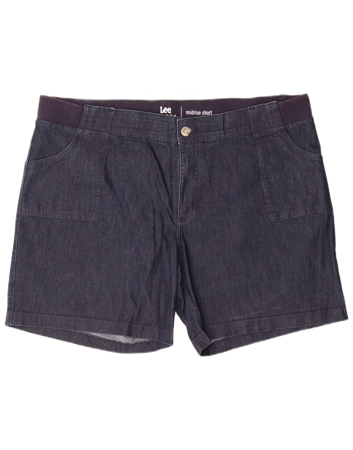 Shorts jeans feminino LEE Riders cintura média EUA 22 2XL W44 L7 algodão azul marinho