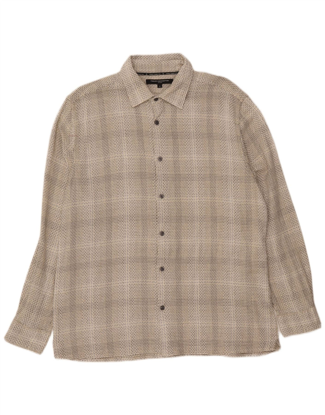 Camisa masculina FRENCH CONNECTION XL de algodão xadrez branco