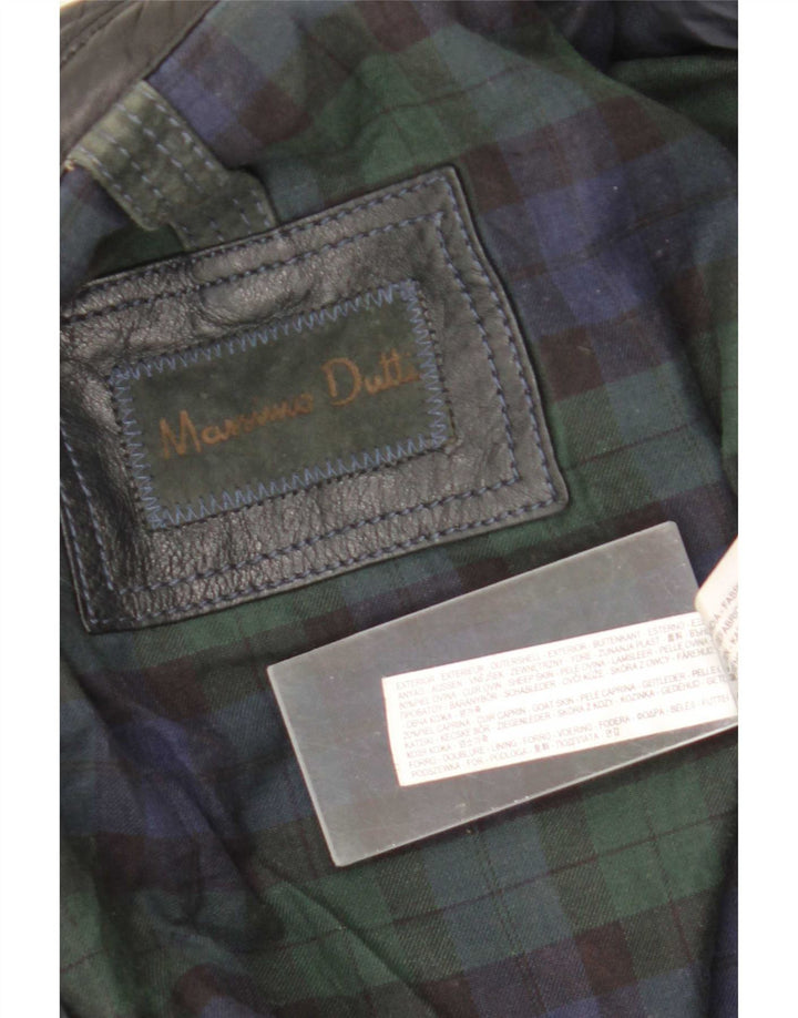 Jaqueta de couro masculina Massimo Dutti UK 42 XL pele de carneiro preta