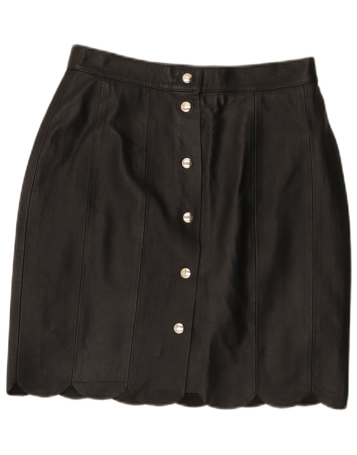 Saia lápis feminina vintage de couro W28 médio preto