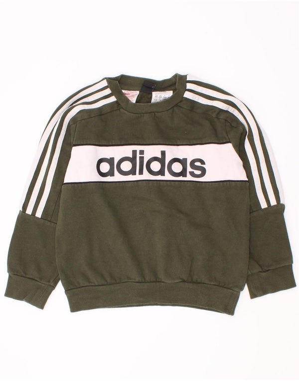 Adidas Meninos Moletom Gráfico Jumper 5-6 Anos Cáqui Colorblock Algodão