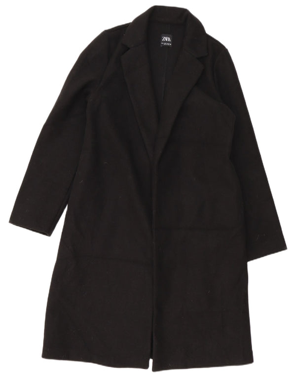 Sobretudo aberto feminino Zara UK 14 poliéster preto médio