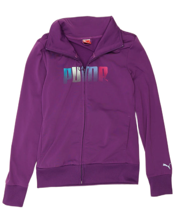 Puma Womens Graphic Tracksuit Top Jacket UK 10 Pequeno Roxo Poliéster