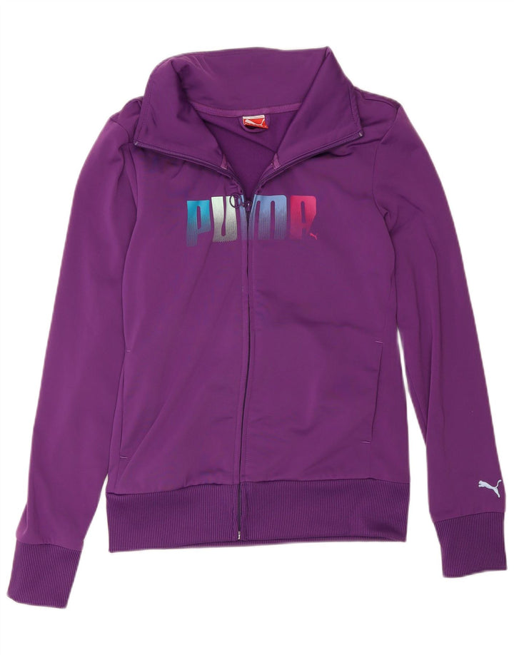Puma Womens Graphic Tracksuit Top Jacket UK 10 Pequeno Roxo Poliéster