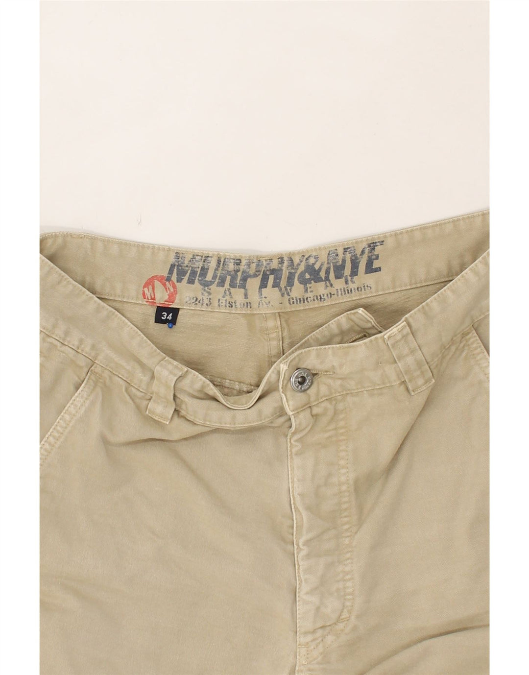 MURPHY & NYE Mens Straight Chino Trousers W34 L26  Beige Cotton Vintage Murphy & Nye and Second-Hand Murphy & Nye from Messina Hembry 