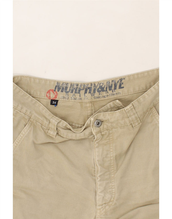 MURPHY & NYE Mens Straight Chino Trousers W34 L26  Beige Cotton Vintage Murphy & Nye and Second-Hand Murphy & Nye from Messina Hembry 