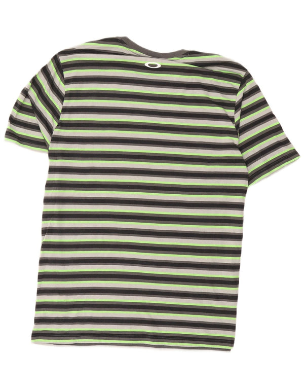 Camiseta masculina Oakley Regular Fit Top XL de algodão listrado verde