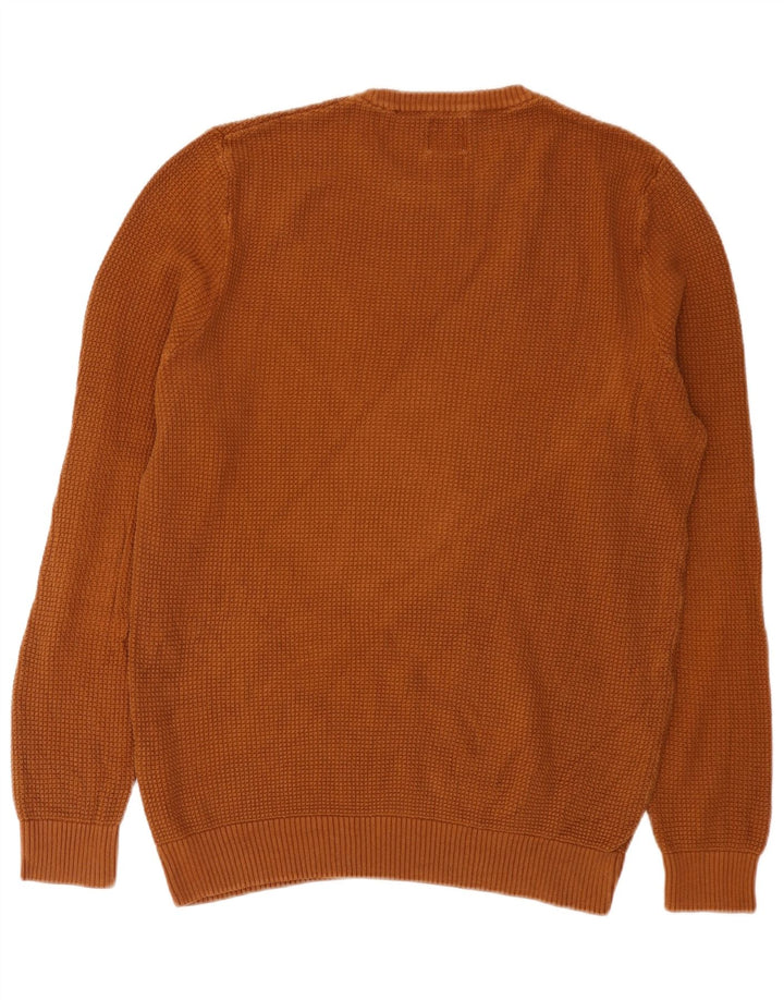 Zara Suéter masculino com gola redonda, grande algodão marrom