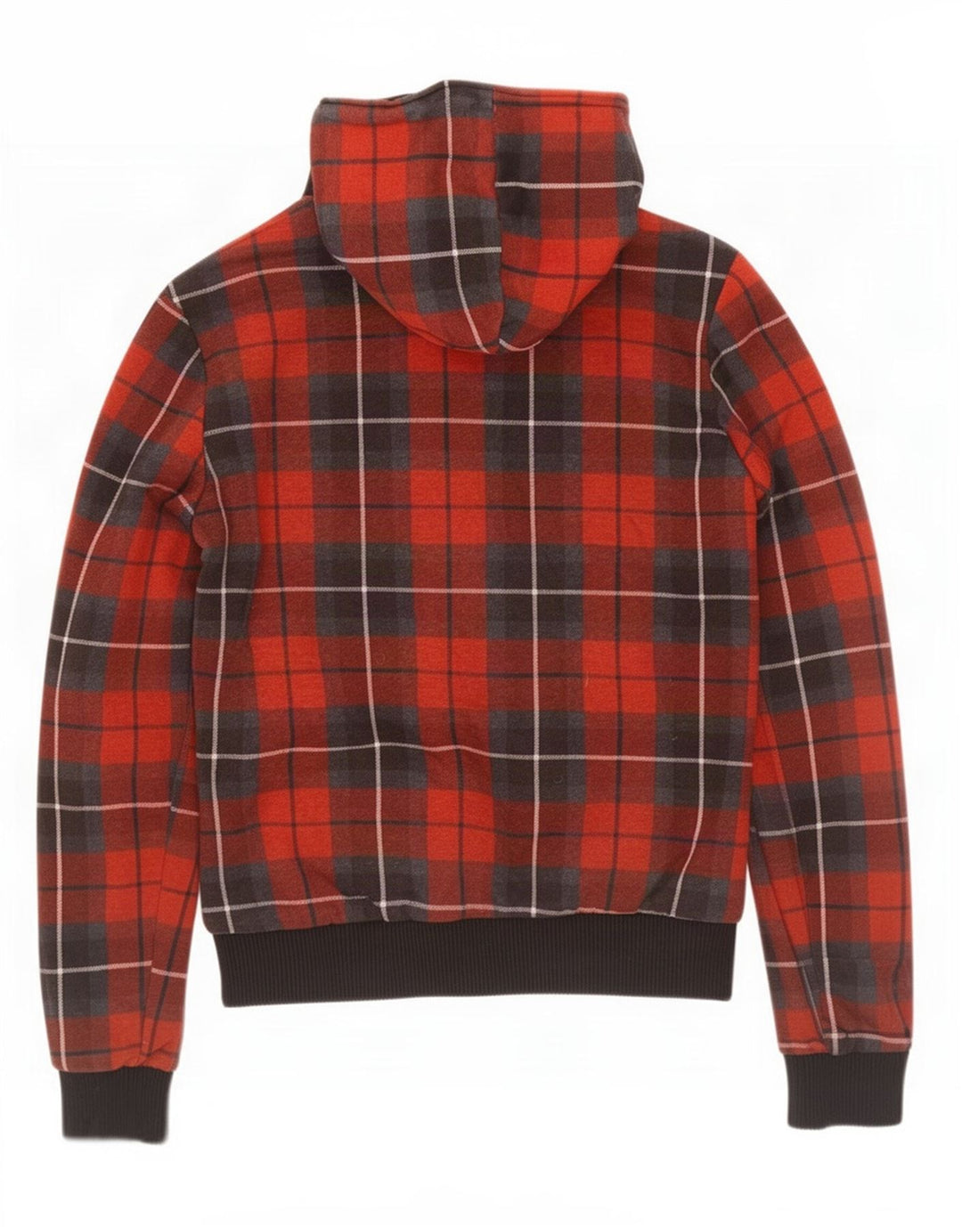 Jaqueta bomber masculina Zara com capuz Reino Unido 38 algodão xadrez vermelho médio