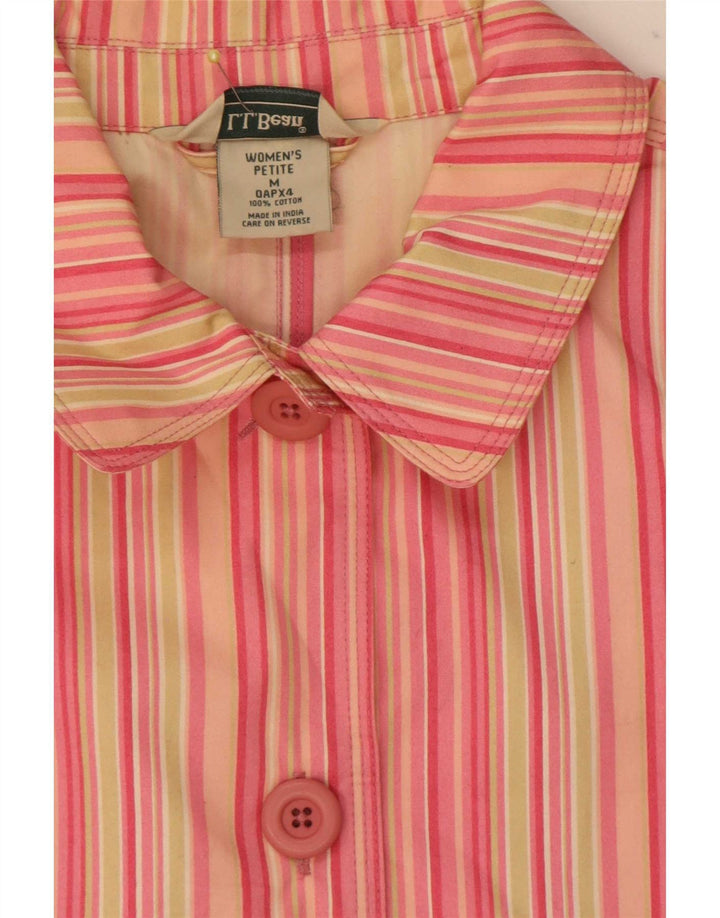 Jaqueta blazer feminina L.L.Bean Petite 5 botões Reino Unido 14 listrado rosa médio