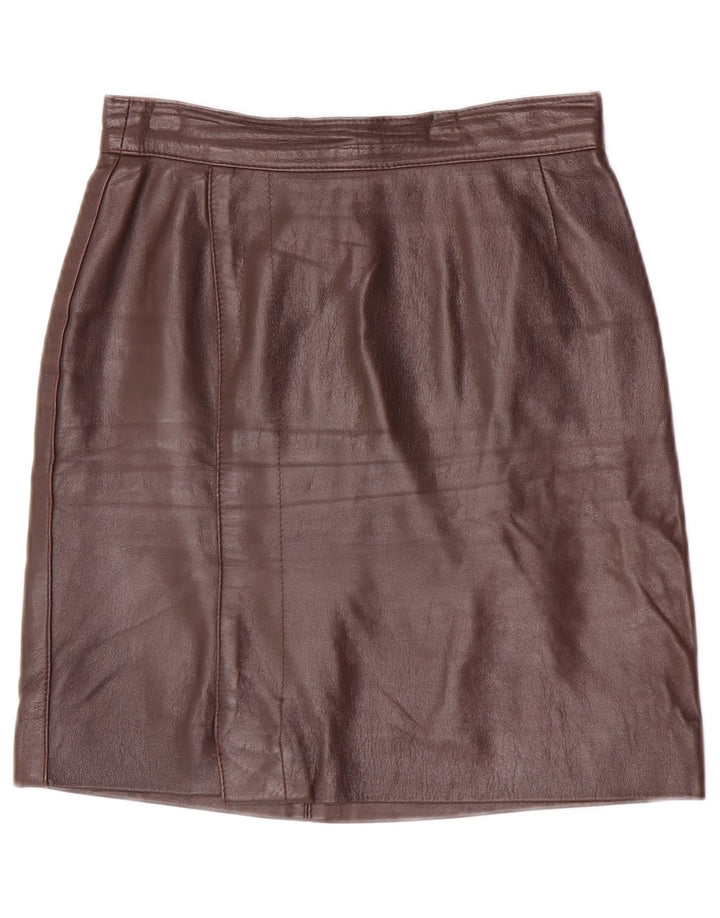 Saia de couro feminina vintage W25 XS marrom