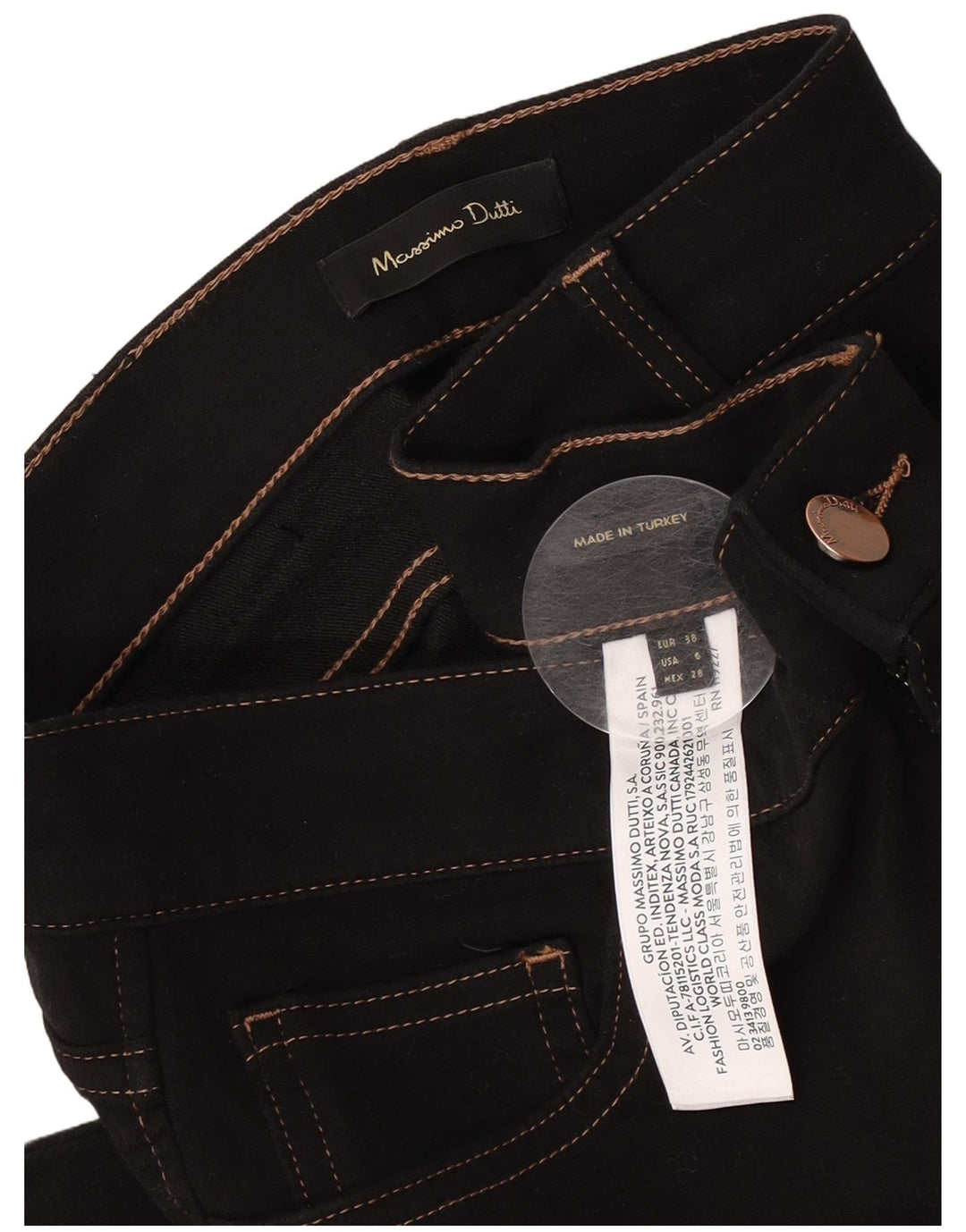 Jeans Slim Feminino Massimo Dutti EU 38 Pequeno W28 L30 Algodão Preto