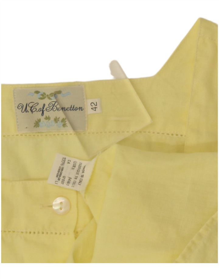 Blusa feminina de manga curta Benetton IT 42 linho amarelo médio