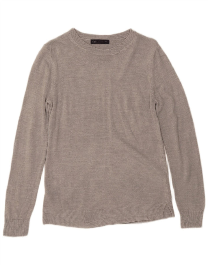 Suéter feminino Marks & Spencer com gola canoa Reino Unido 12 cinza médio acrílico