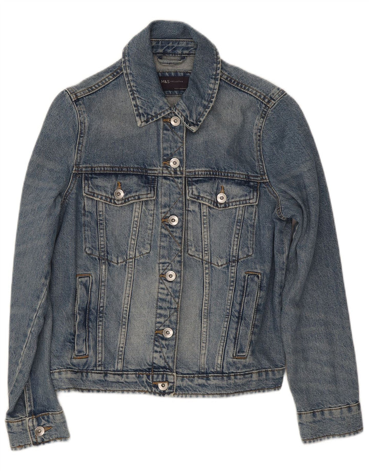 Jaqueta jeans feminina Marks & Spencer Reino Unido 10 algodão azul pequeno