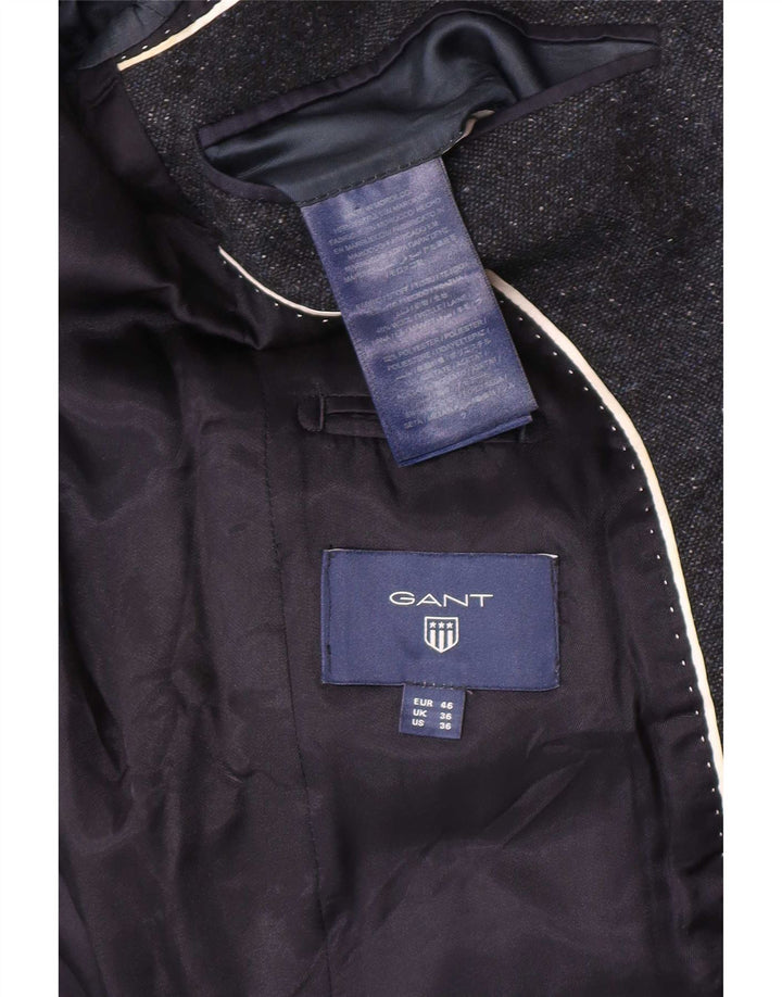 Jaqueta blazer masculina Gant com 2 botões Reino Unido 36 pequena lã azul marinho
