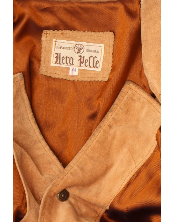 Jaqueta blazer feminina vintage de camurça grande com 4 botões IT 44 marrom médio