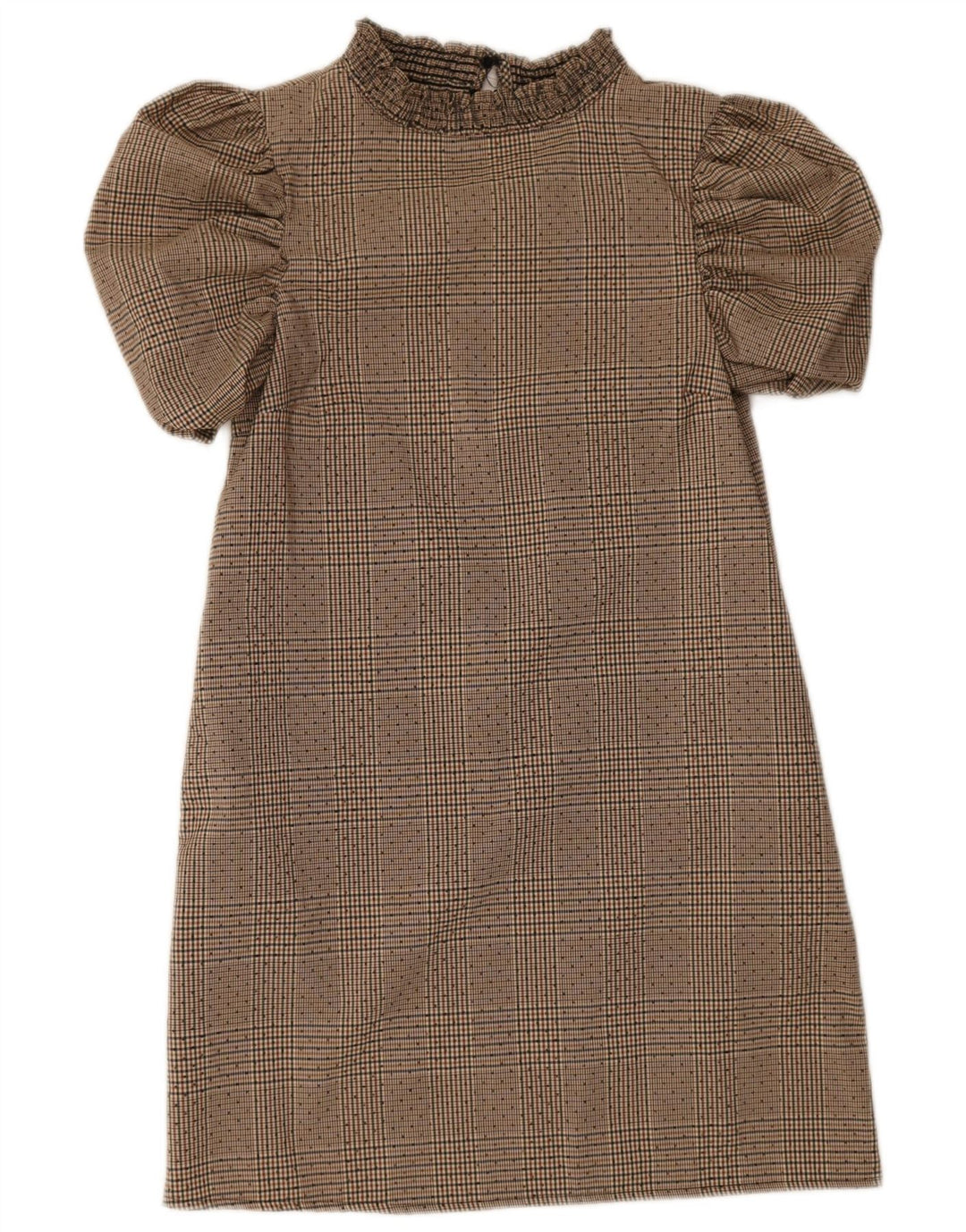 Vestido básico feminino Zara Reino Unido 6 XS Bege Houndstooth