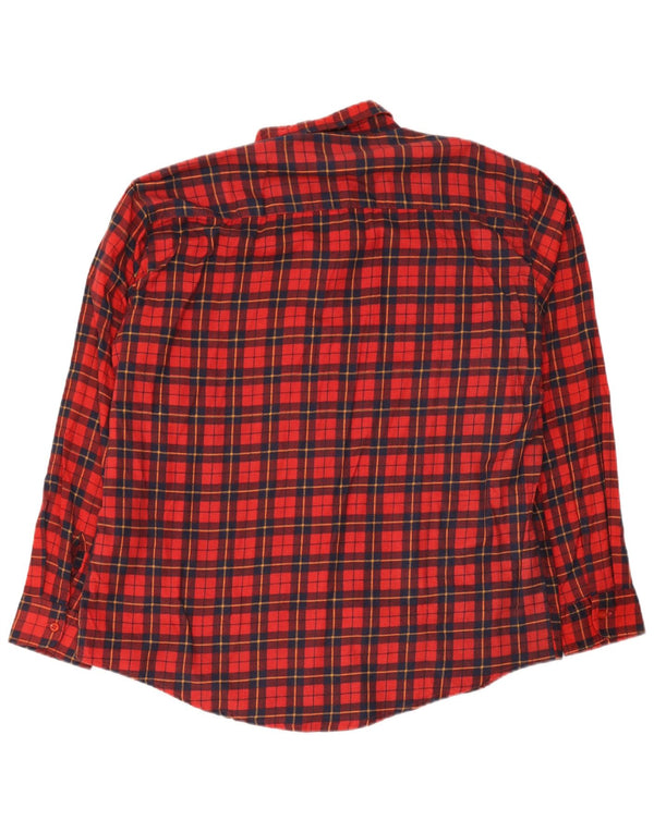 Camisa masculina vintage de flanela 2XL algodão xadrez vermelho