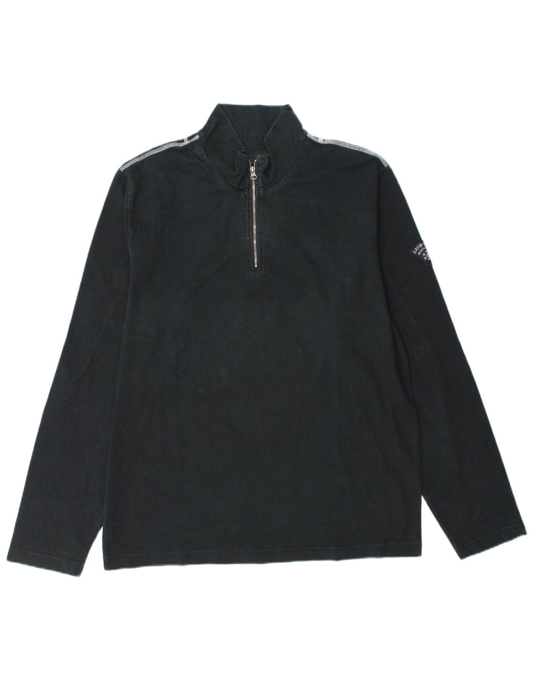 Top masculino com zíper e manga comprida XL de algodão preto Gas