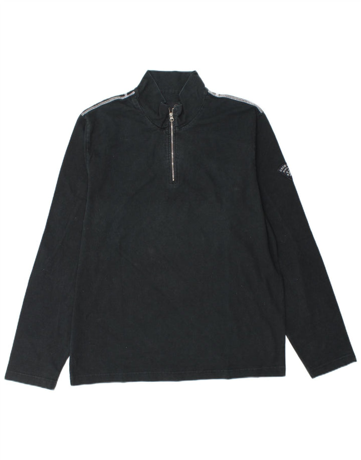 Top masculino com zíper e manga comprida XL de algodão preto Gas