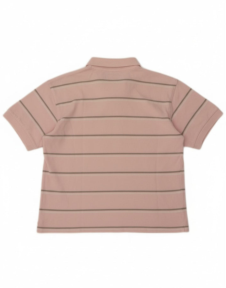 Camisa polo masculina Fred Perry 12-13 anos grande listrada rosa algodão