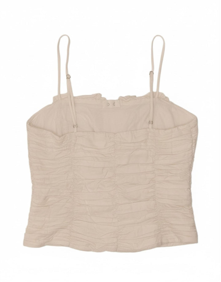 ZARA Top Cami Feminino Crop UK 16 Grande Branco
