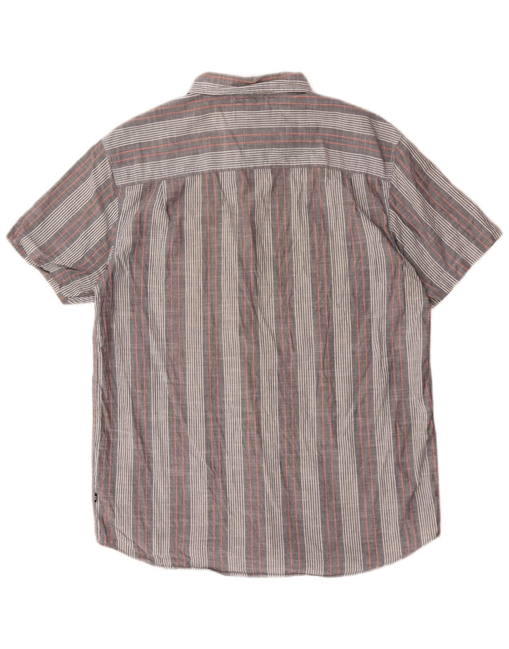 Camisa masculina de manga curta Nautica algodão listrado cinza médio