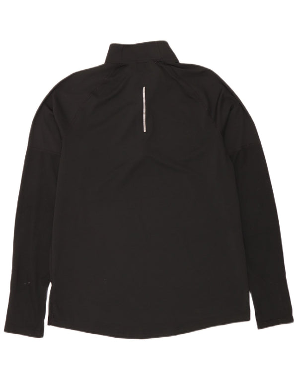 Nike Mens Dri Fit Zip Neck Pullover Treino Top Médio Preto Poliéster