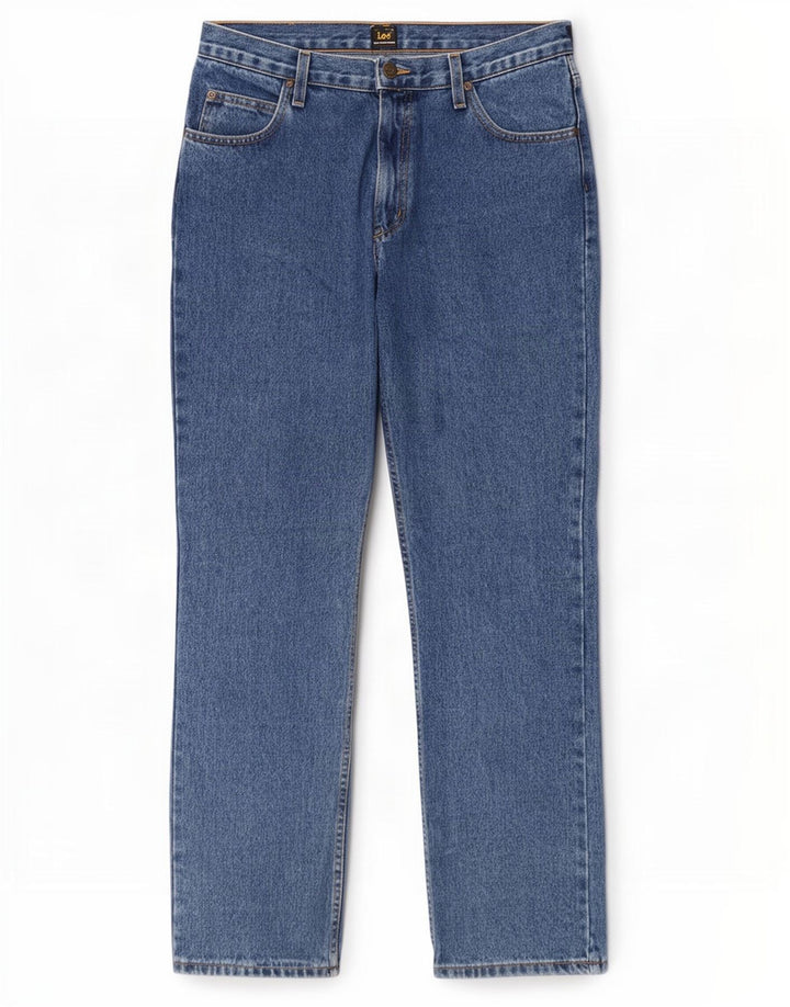 Lee Mens Brooklyn Straight Jeans W34 L32 Azul Algodão