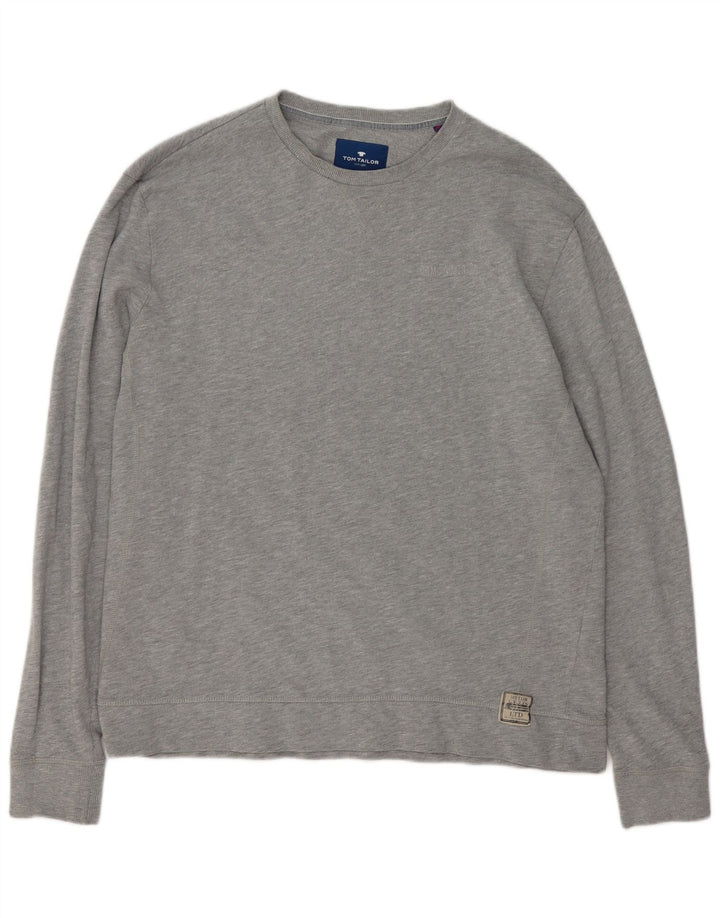 Tom Tailor moletom masculino jumper 2XL algodão manchado cinza