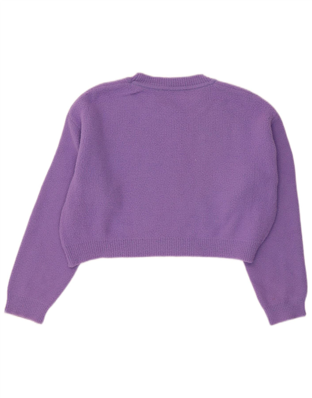 Suéter feminino ZARA com gola redonda grande e gola redonda, tamanho 10, pequeno, roxo