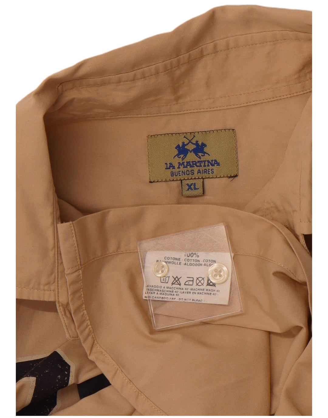 Camisa gráfica masculina LA MARTINA Royal Navy XL bege colorblock algodão