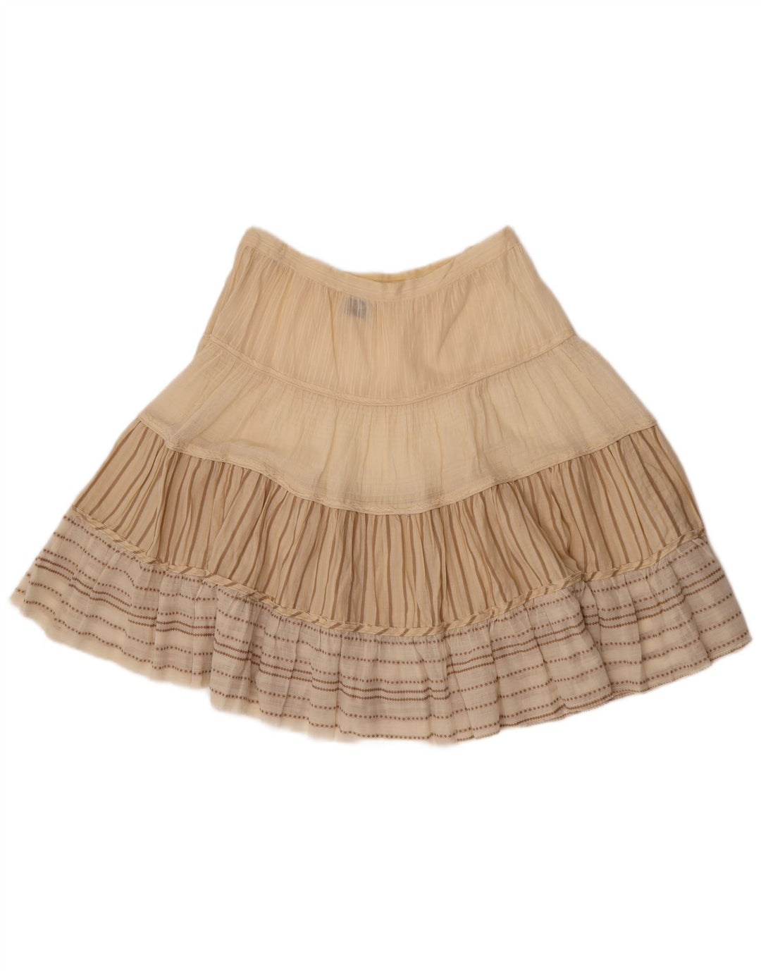 Cerruti 1881 feminino transparente saia evasê W30 médio bege listrado