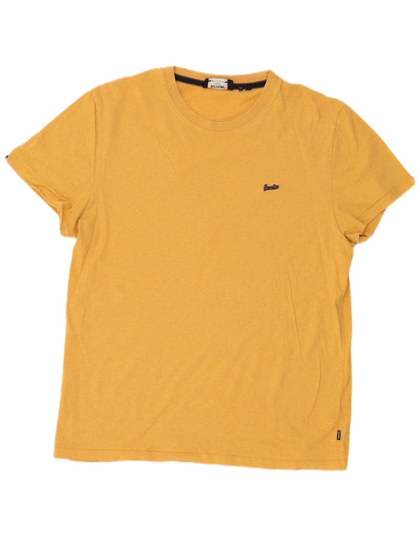 Camiseta masculina Superdry Top 2XL algodão manchado amarelo