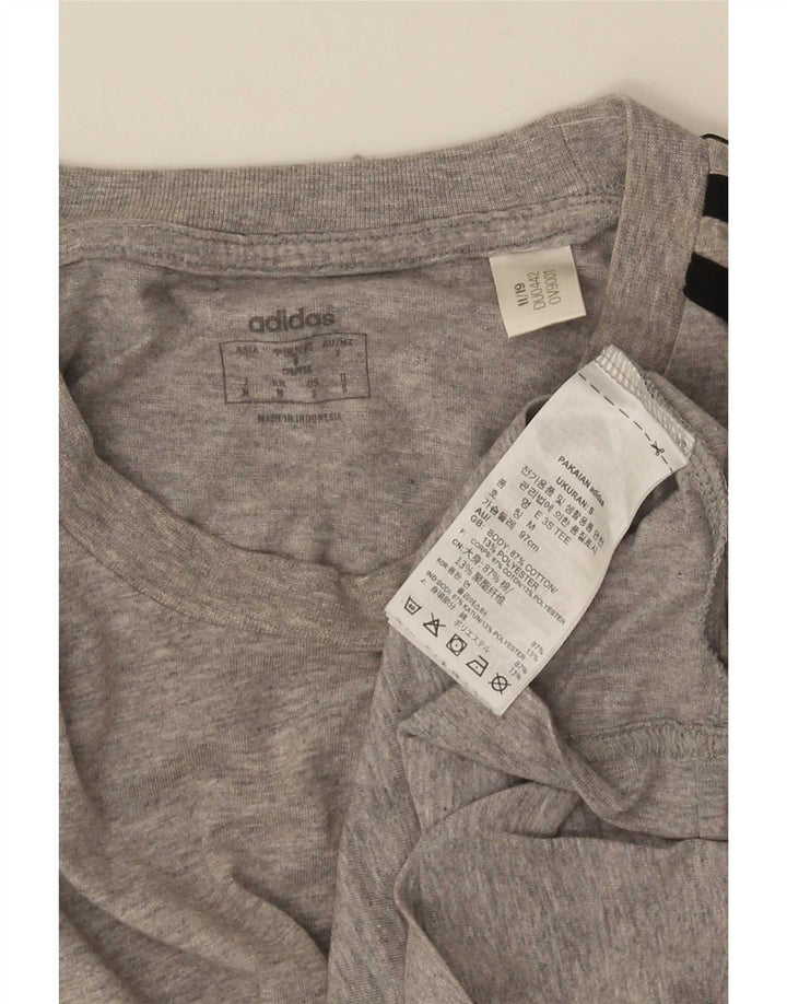 Adidas Mens Camiseta Top Pequeno Algodão Cinza