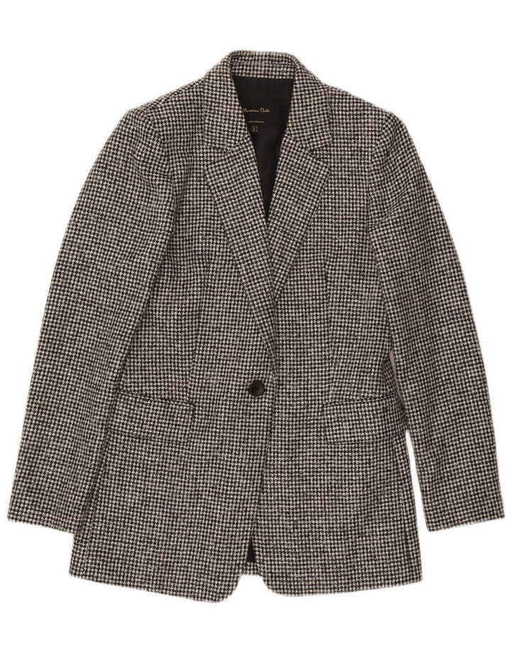Jaqueta blazer feminina Massimo Dutti com 1 botão EU 34 2XS cinza houndstooth lã