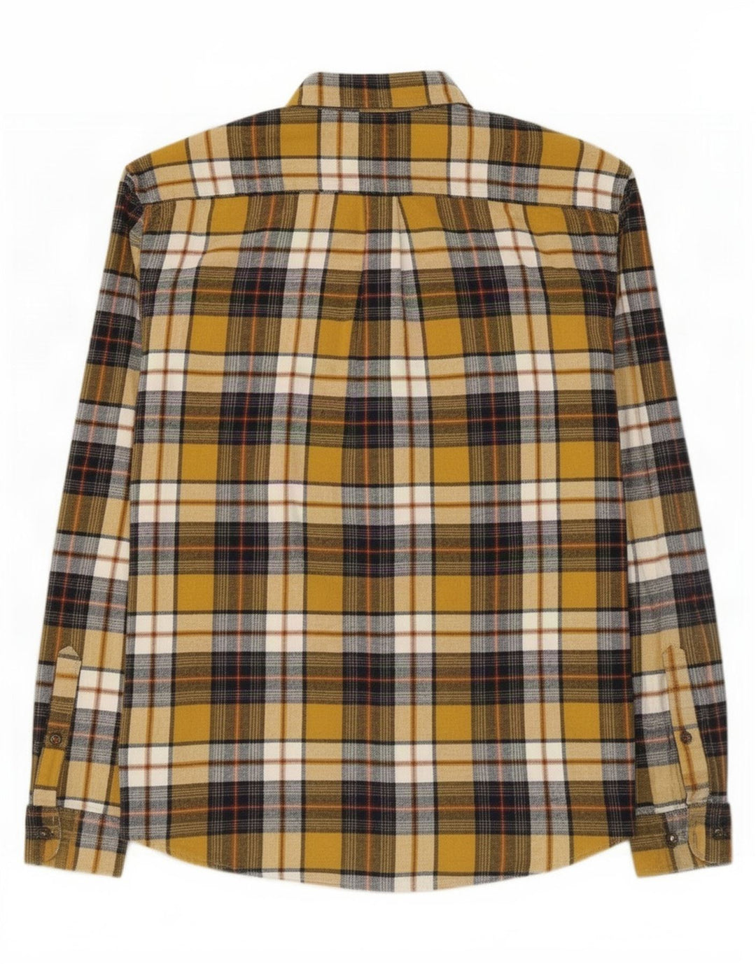Camisa masculina de flanela Marks & Spencer Regular Fit algodão xadrez amarelo médio