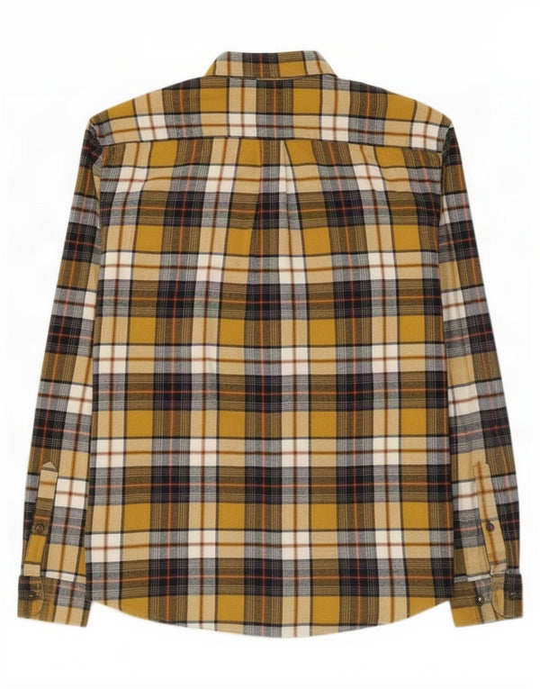 Camisa masculina de flanela Marks & Spencer Regular Fit algodão xadrez amarelo médio