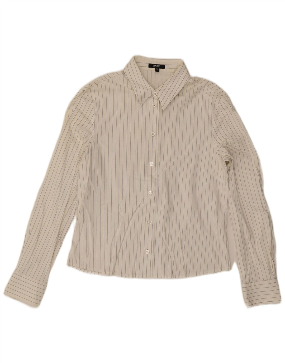 Camisa feminina Hugo Boss Reino Unido 12 risca de giz branca média