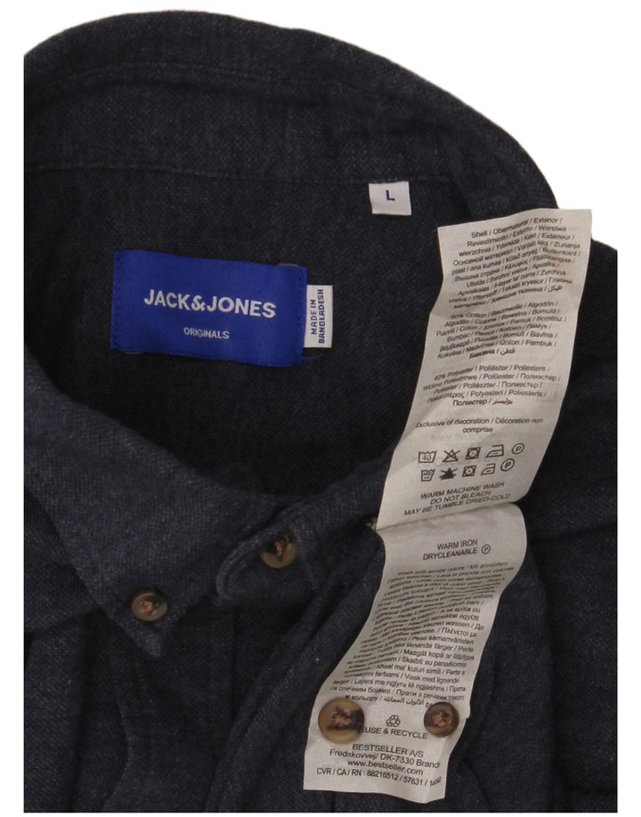 Camisa masculina Jack & Jones grande algodão azul marinho