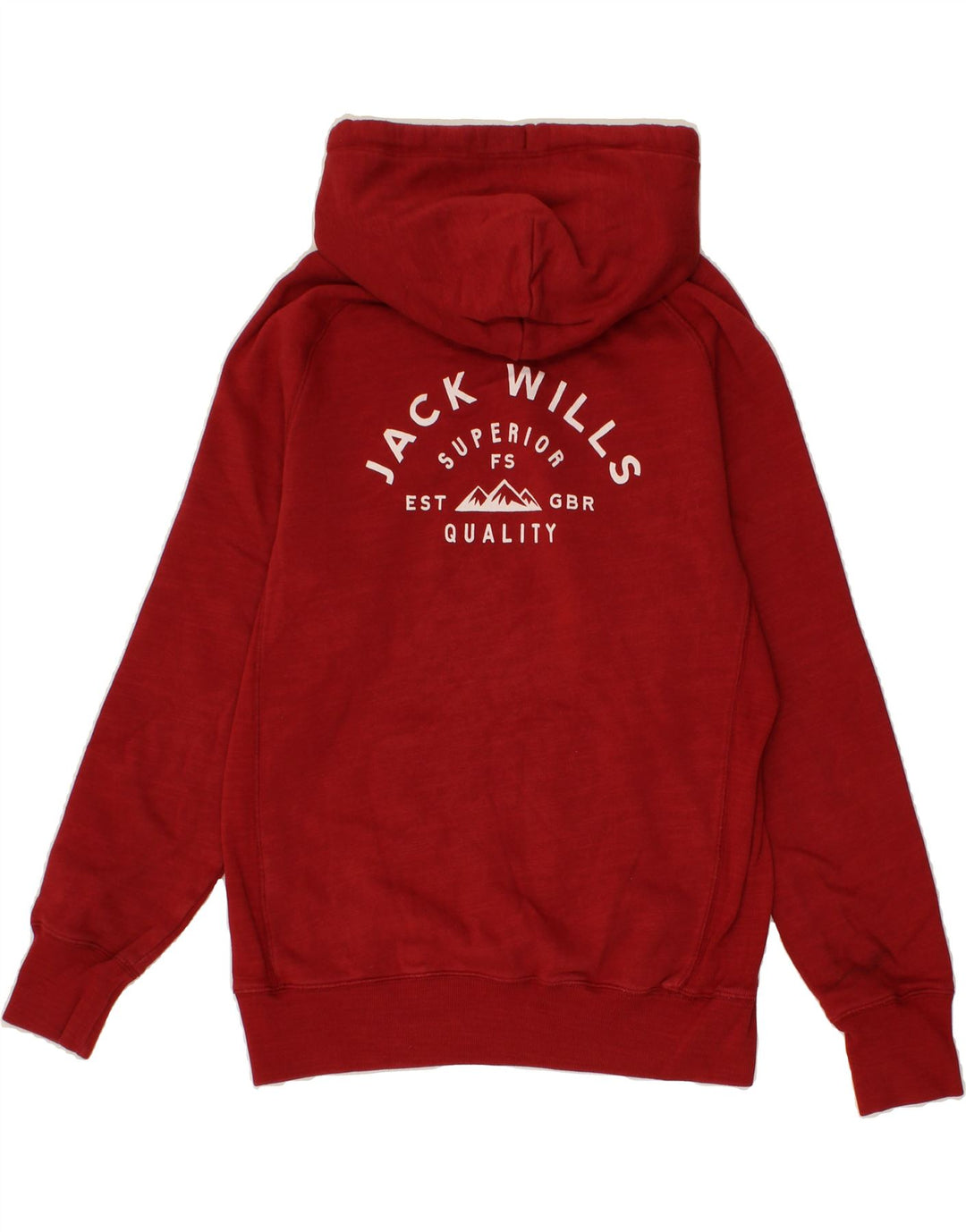 JACK WILLS Mens Graphic Hoodie Jumper Small Red Cotton Vintage Jack Wills and Second-Hand Jack Wills from Messina Hembry 