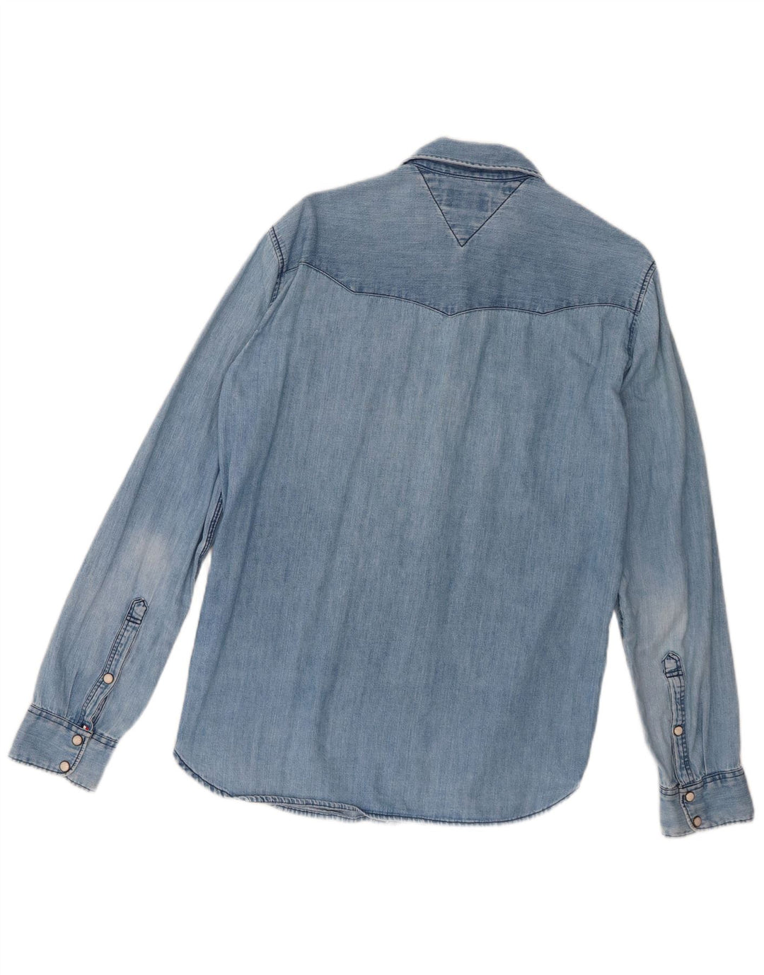 Camisa jeans masculina Tommy Hilfiger pequena azul algodão